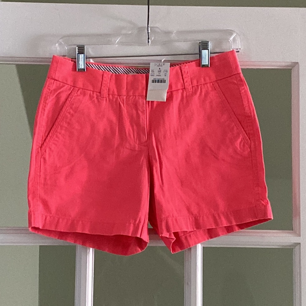 NWT J Crew Bright Pink Classic 100% Cotton Chino Short Size 00